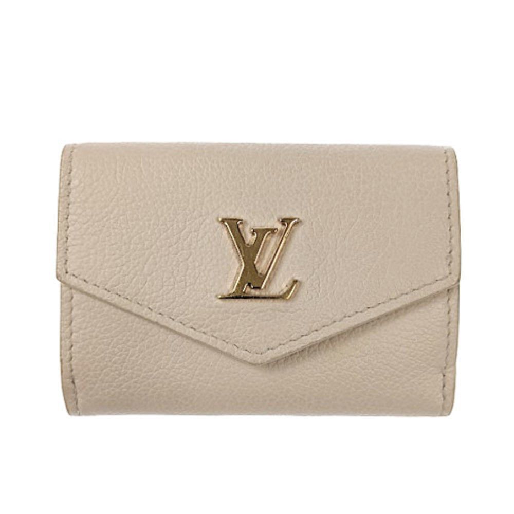 Portefeuille Lock Compact Wallet Calf Leather Ivory Mini Wallet